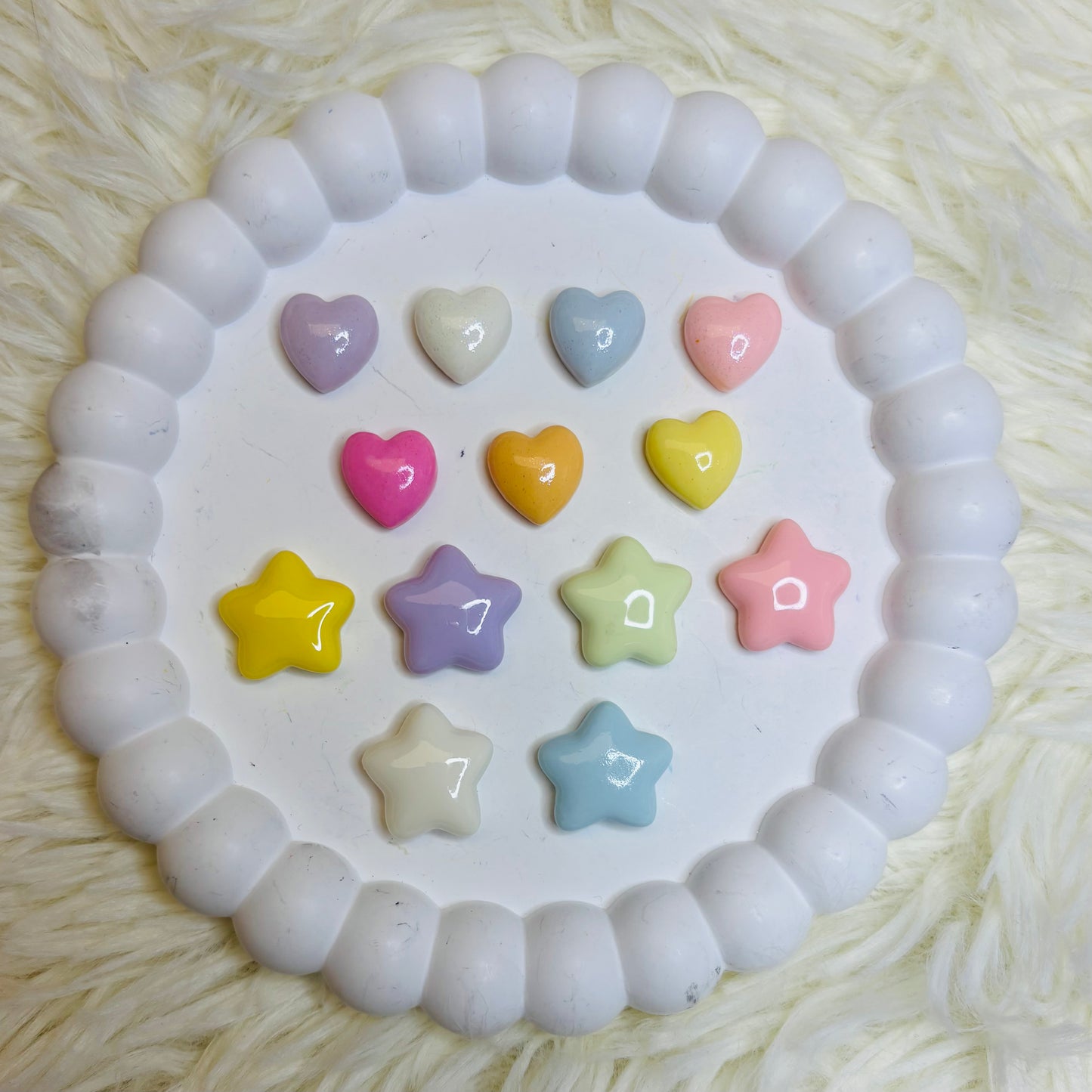 Charms en résine - Cœurs et Étoiles Mix Pastel (par 5, 10 ou 20) 🌸