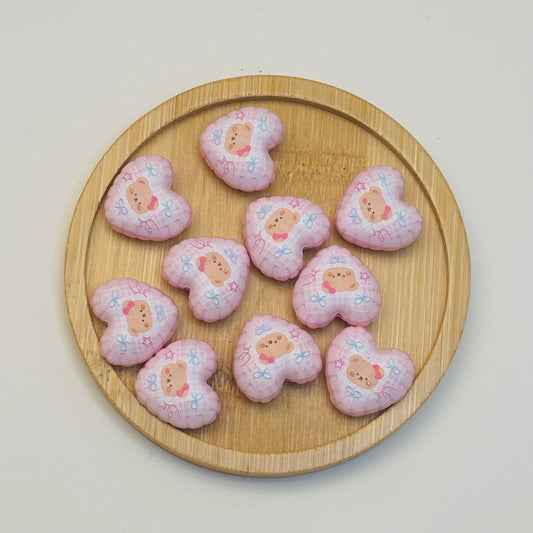 Perles en acrylique - Cœur Rose Nounours 🧸💗