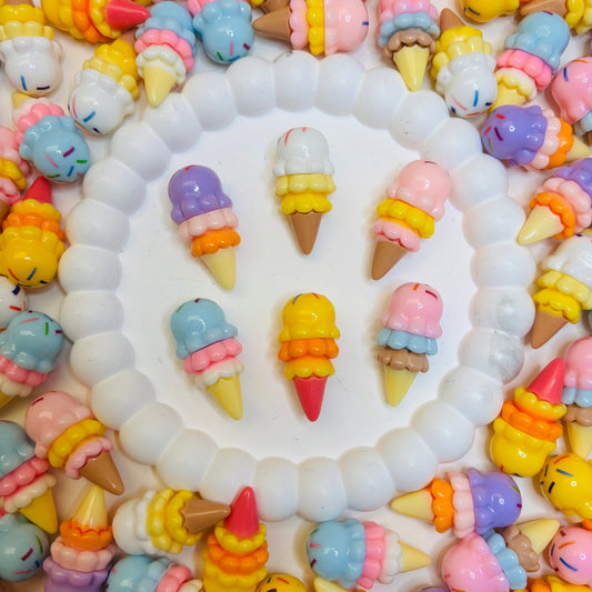 Charms en résine - 3D rainbow Ice cream (par 5, 10 ou 20)