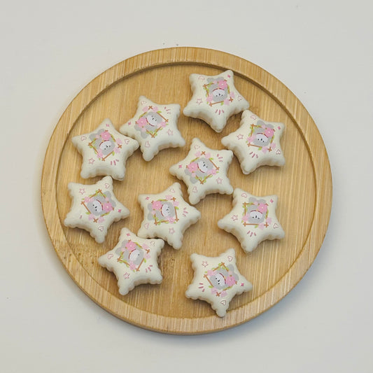 Perles en acrylique - Étoile Crème Kawaii ⭐