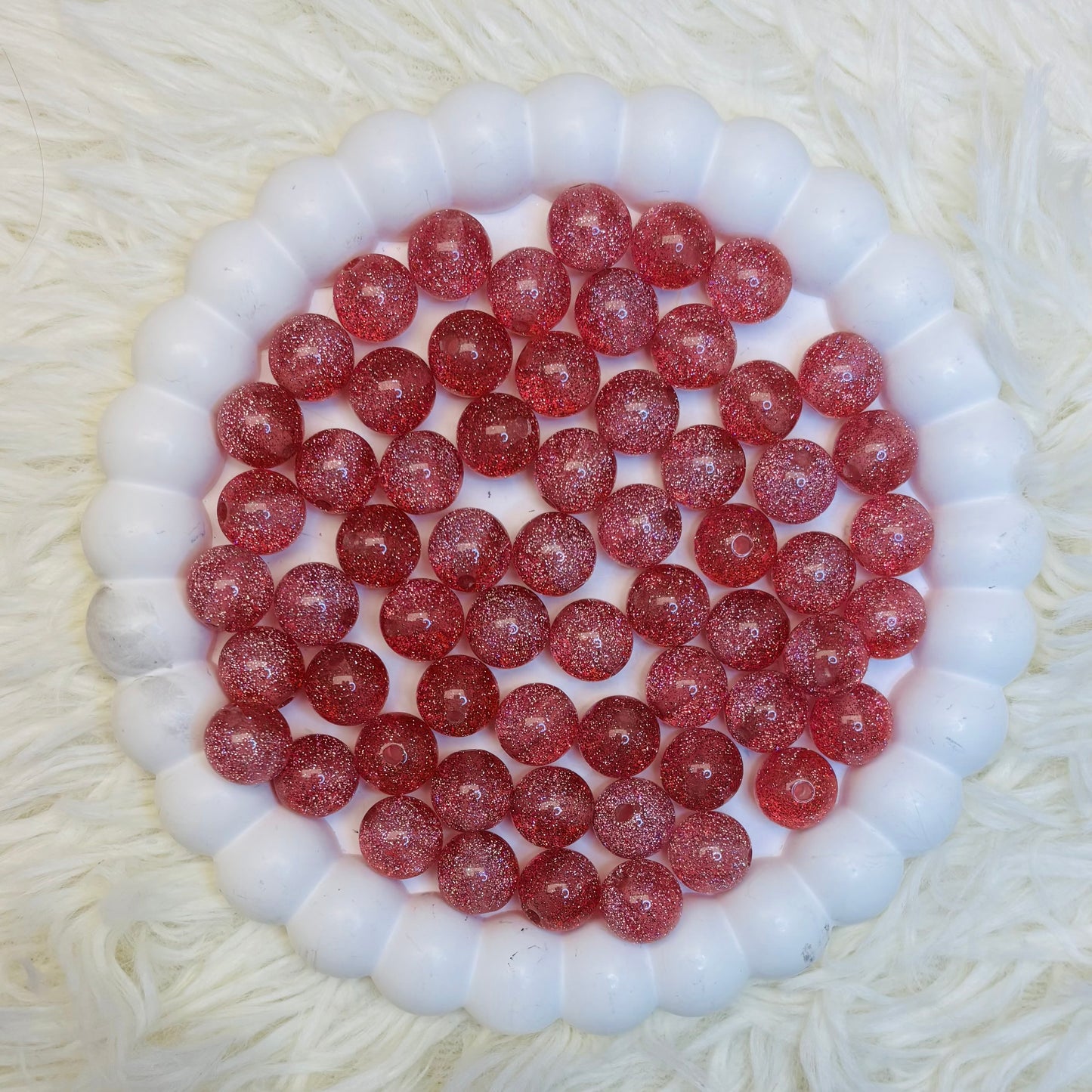Perles rose pailletée - Résine - 12mm (30 perles)