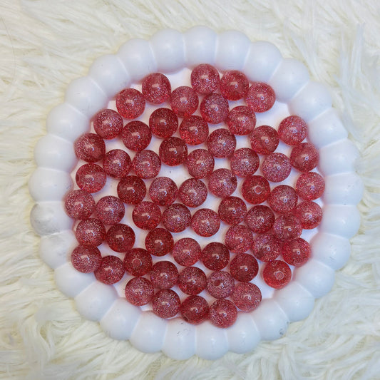 Shimmery pink beads - Resin - 12mm (30 beads)