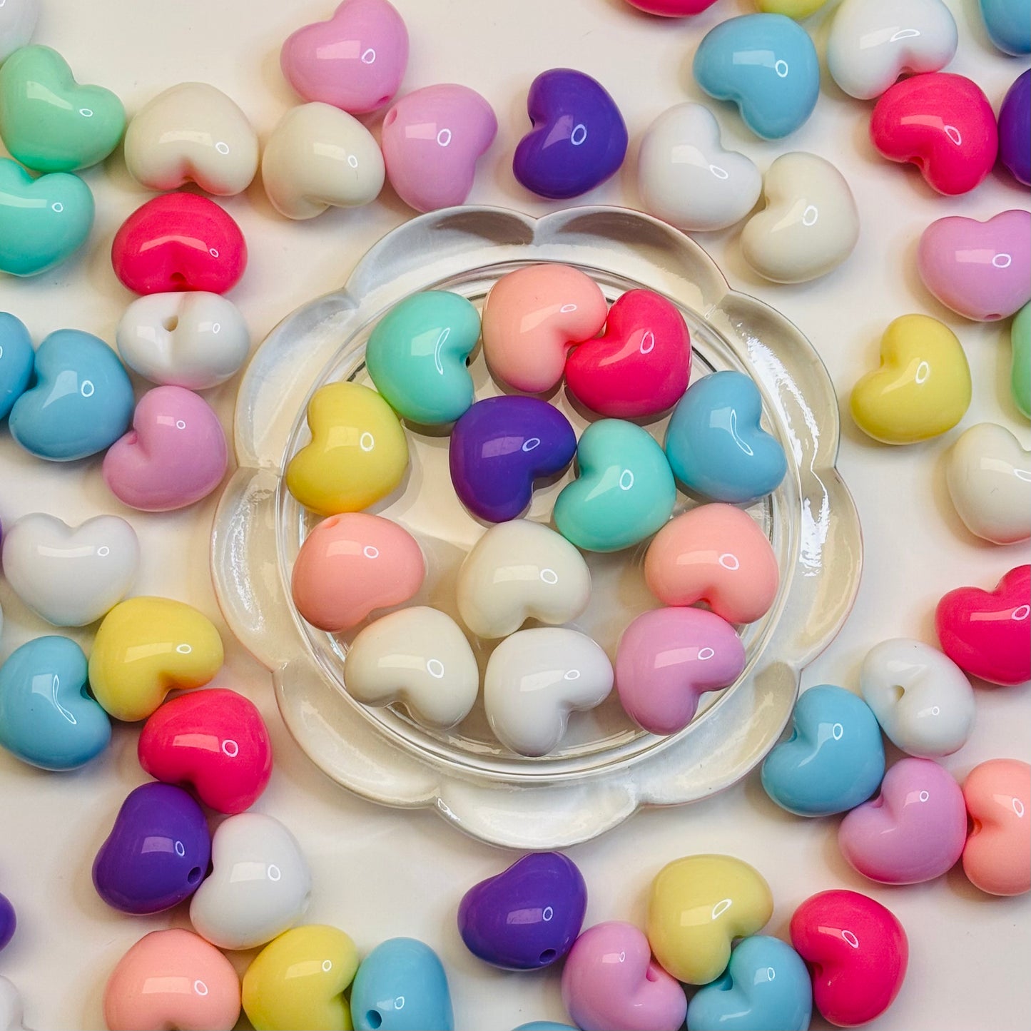 Perles en acrylique - Cœurs Colorés 22mm 💖✨