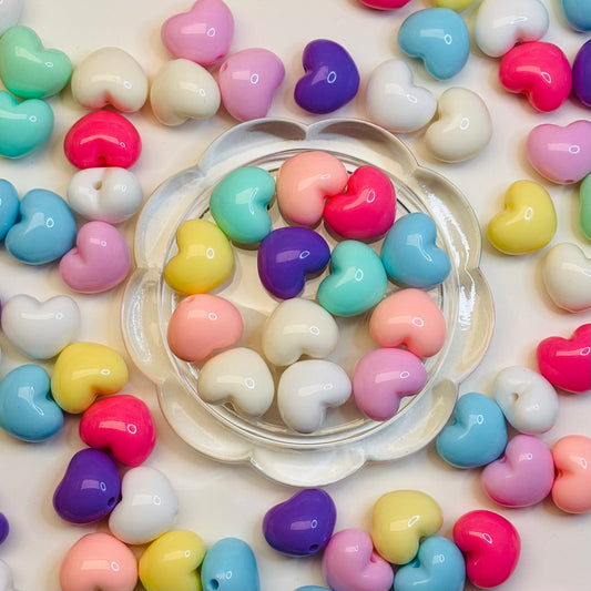 Perles en acrylique - Cœurs Colorés 22mm 💖✨