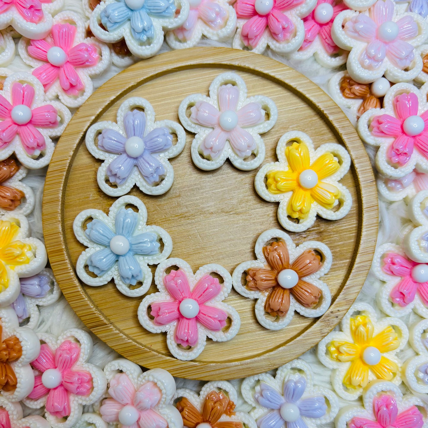 Resin Charms - Pastel Flowers